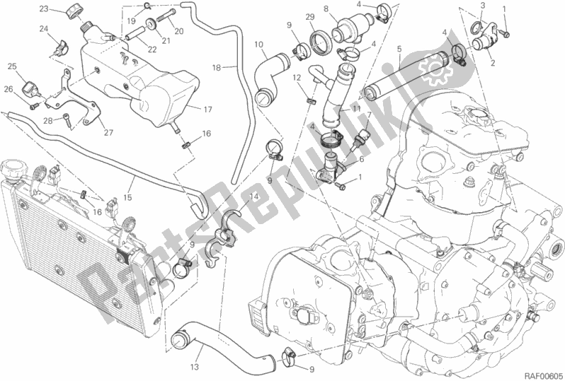 Toutes les pièces pour le Circuit De Refroidissement du Ducati Hypermotard 939 USA 2018